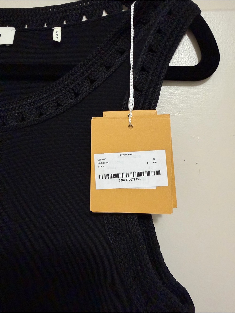 Sandro Black Sleeveless Crochet-Trim Mini Dress - Picture 5 of 9